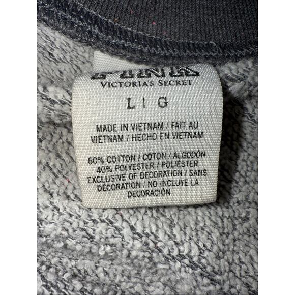 LOVE PINK By Victoria’s Secret GRAY Sweatshirt Women’s Size Large - Picture 5 of 7